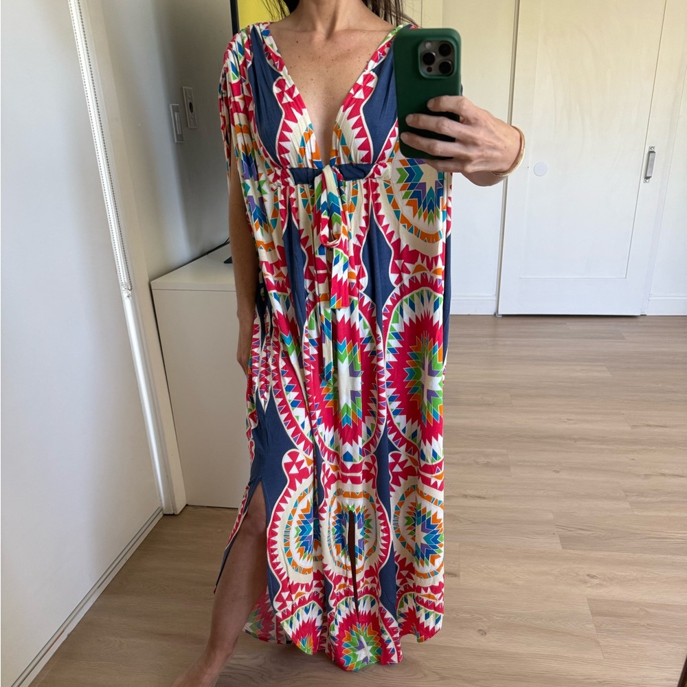 Mara Hoffman Swim Colorful Patterned Kaftan. One Size Fits All